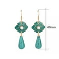 thumbnail image 4 of EOEMY Turquoise Drop Dangle Earrings Cloisonne Boho Gemstone Flower 18K Gold Plated, 4 of 5