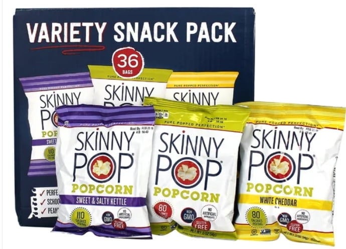 SkinnyPop  Popcorn, individual Bags, Variety Snack Pack Popcorn, 0.5 oz., 36 pk.