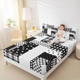 thumbnail image 4 of Manfei Kawaii Dot Pattern Bed Sheets,White Wave Point King Sheets,Black Geometric Grid Sheet Set For Girl,Super Cozy Room Decor,4 Pieces, 4 of 7