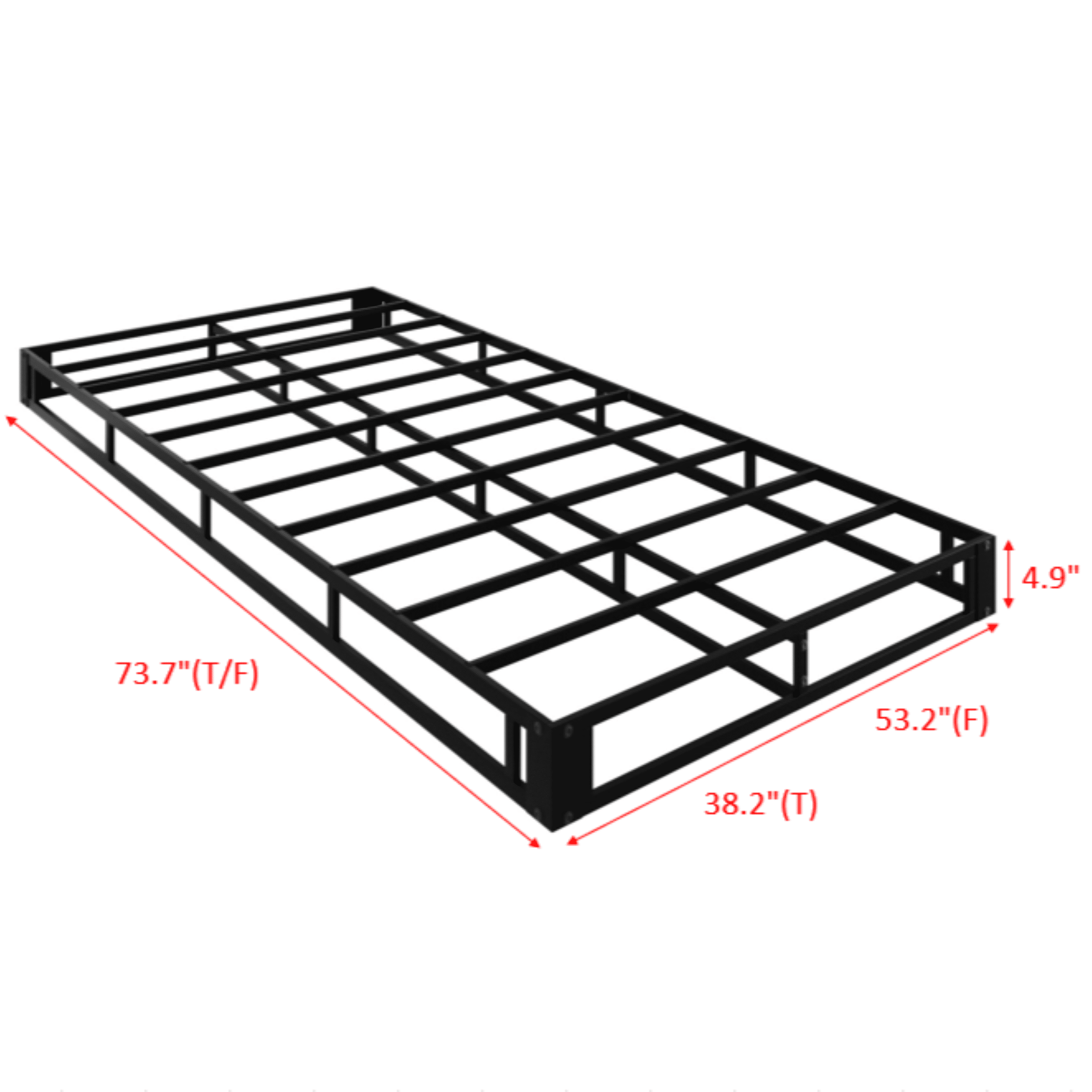 Home Design Walpi Full 5" Metal Box Spring Bed Foundation, Heavy-Duty Steel Support, Warm Gray/Black