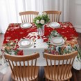 thumbnail image 3 of Red Christmas Table Cloth Waterproof Tablecloths, Snowman Xmas Tree Poinsettia Eucalyptus Tablecloth Dining Table Cover for Kitchen Party Tabletop Outdoor, Rectangle Tablecloth 52x70 Inch, 3 of 9