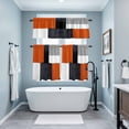 thumbnail image 3 of Burnt Orange Black Grey Kitchen Curtains Sets for Windows 24 Inch Length, Geometric Modernism Color Block Rod Pocket Window Treatments Tier Curtains and Valances Set for Bedroom/Bathroom, 3 of 8