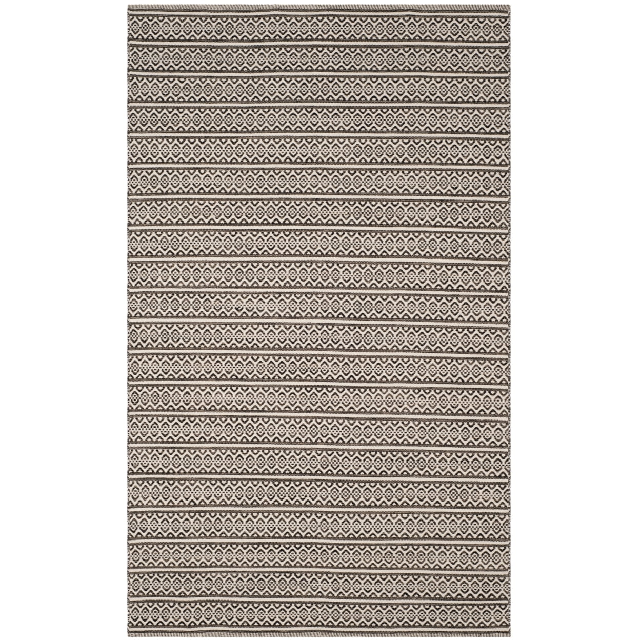SAFAVIEH Montauk Randall Geometric Cotton Runner Rug, Ivory/Black, 2'3" x 6'