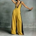 thumbnail image 6 of Sokhug Women Sleeveless Wide Leg Jumpsuit Deep V Neck Contrast Binding with Pocket Elegant Formal Casual Full Length Romper, 6 of 6