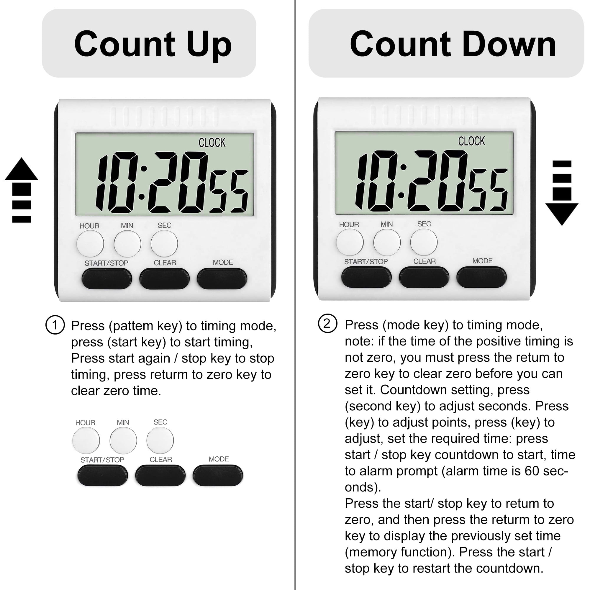Small Countdown Timer Digital Kitchen Count up and Down Timer - China Timer  Switch, Wall Charger with Timer