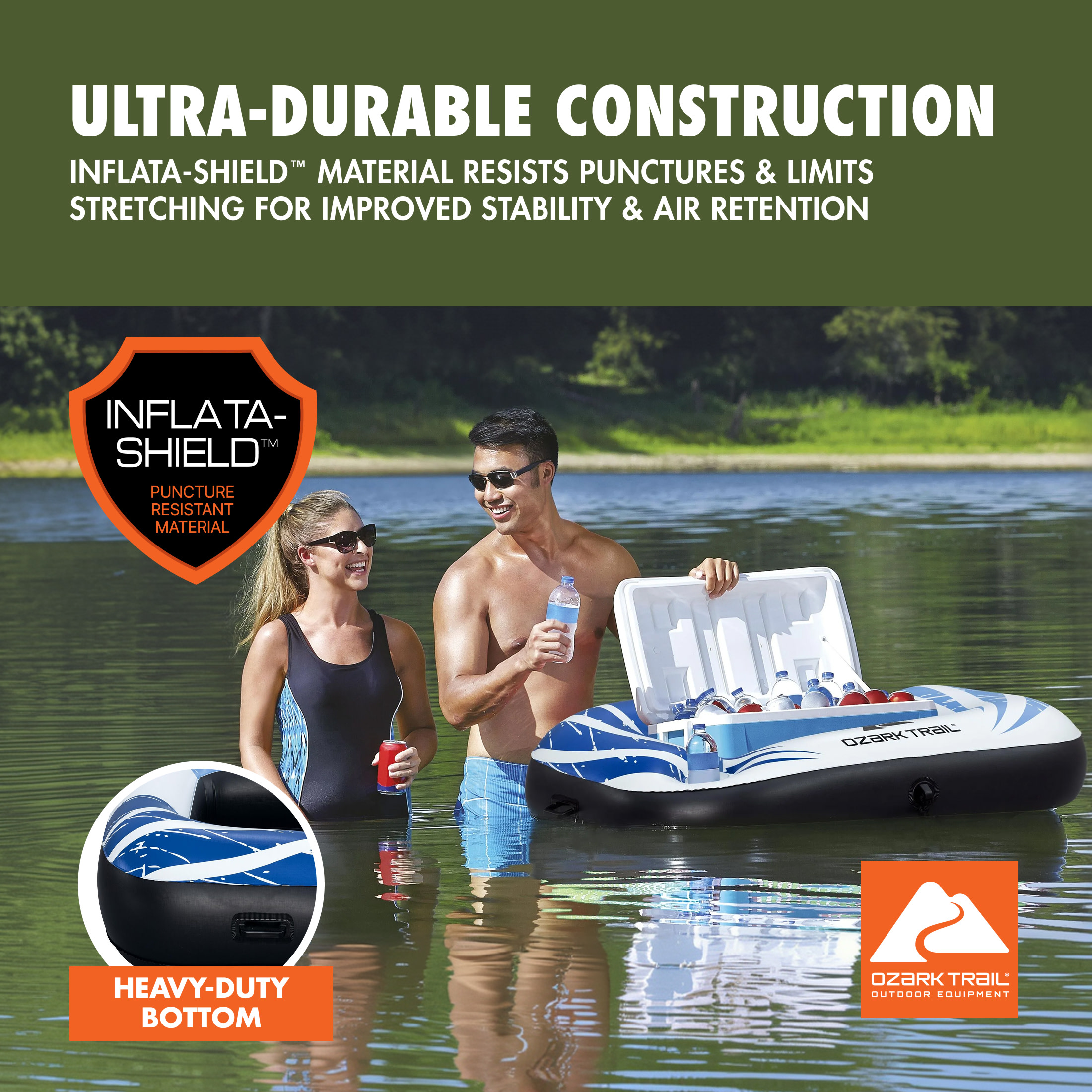 Flotador para hielera Ozark Trail, azul y blanco 4