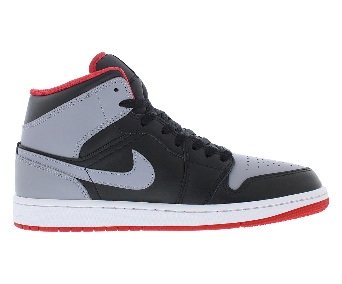 Nike Air Jordan 1 Mid Black/Cement Grey-Fire Red DQ8426-006 Men's