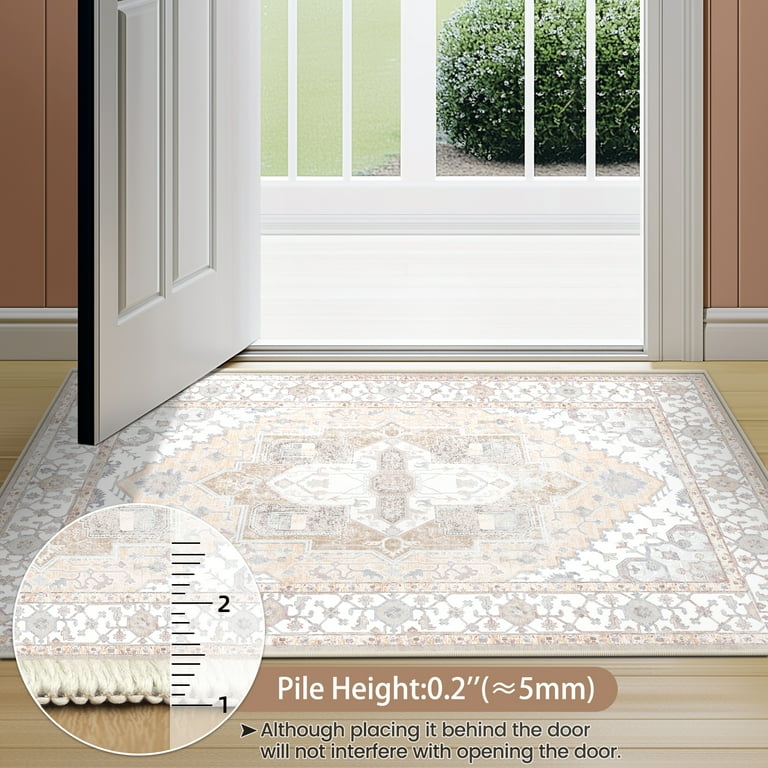 Abani Cream Area Rug For Living Room, Bedroom - Block Pattern- 8' X 10