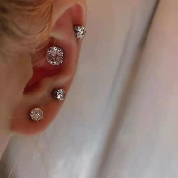 2pairs Magnetic Earrings Fake Stud Earrings Clip On Non Piercing Earrings Set
