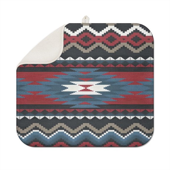 Bohemian Boho Kitchen Drying Mat - Super Absorbent Microfiber Dish Drying Pad with Boho Theme - Foldable Heat Resistant Countertop Mat for Dishes 18"x16"