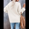 thumbnail image 4 of Suéteres de Gran Tamaño para Mujer, con Mangas Largas de Murciélago, Cuello en V Holgado, Botones, Estilo Henley, Jersey de Punto. Crema L, 4 of 6