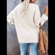thumbnail image 4 of Suéteres de Gran Tamaño para Mujer, con Mangas Largas de Murciélago, Cuello en V Holgado, Botones, Estilo Henley, Jersey de Punto. Crema L, 4 of 6