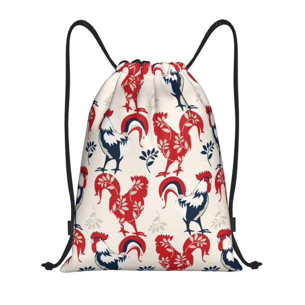 Fotbe Roosters Bolsa Mochila con Cordón Estampada, Bolsa de Gimnasio Deportiva, Bolsa Cinch, Bolsa con Cordón para Hombres y Mujeres-Small