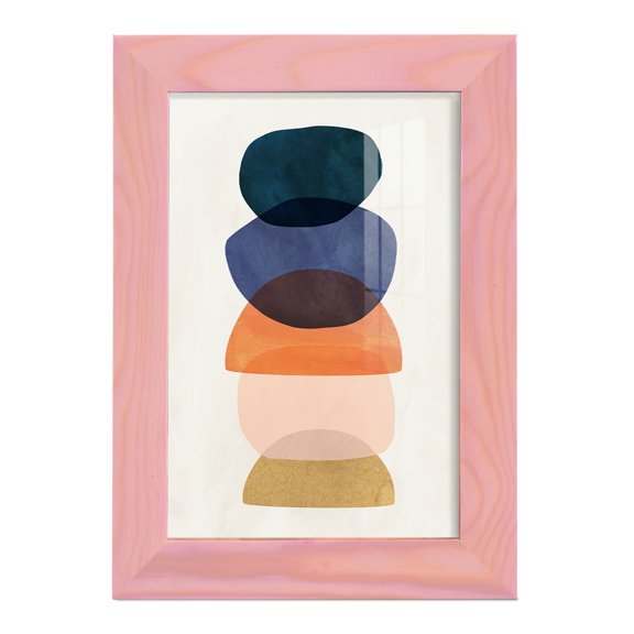 Mod Pods I -Framed Print w/glass-Sunset Pink