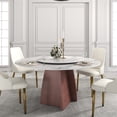 thumbnail image 3 of LovingAHome 53" Round Dining Table for 4-6 with 23.62" Lazy Susan, Modern Dining Room Table for Kitchen, Pandora White Sintered Stone Tabletop with Copper Stainless Steel Base (Table Only), 3 of 6