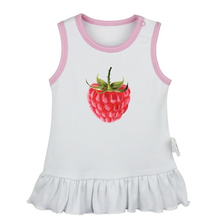

Fruit Raspberry Pattern Dresses For Baby Newborn Babies Skirts Infant Princess Dress 0-24M Kids Graphic Clothes (White Sleeveless Dresses 0-6 Months)