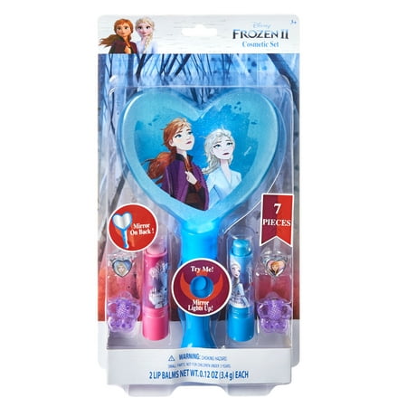 Disney Frozen II 7-Piece Lip Balm Cosmetic Gift Set with Light-Up Mirror