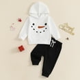 thumbnail image 2 of Okbabeha Toddler Baby Girl Boy Christmas Outfits Snowman Costume Long Sleeve Sweatshirt Hoodie Top+Pants Set Winter Clothes, 2 of 7