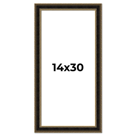 14x30 Frame Gold Antique Vintage Sold Wood Picture Frame | 1.75 Inch Moulding Width | Interior