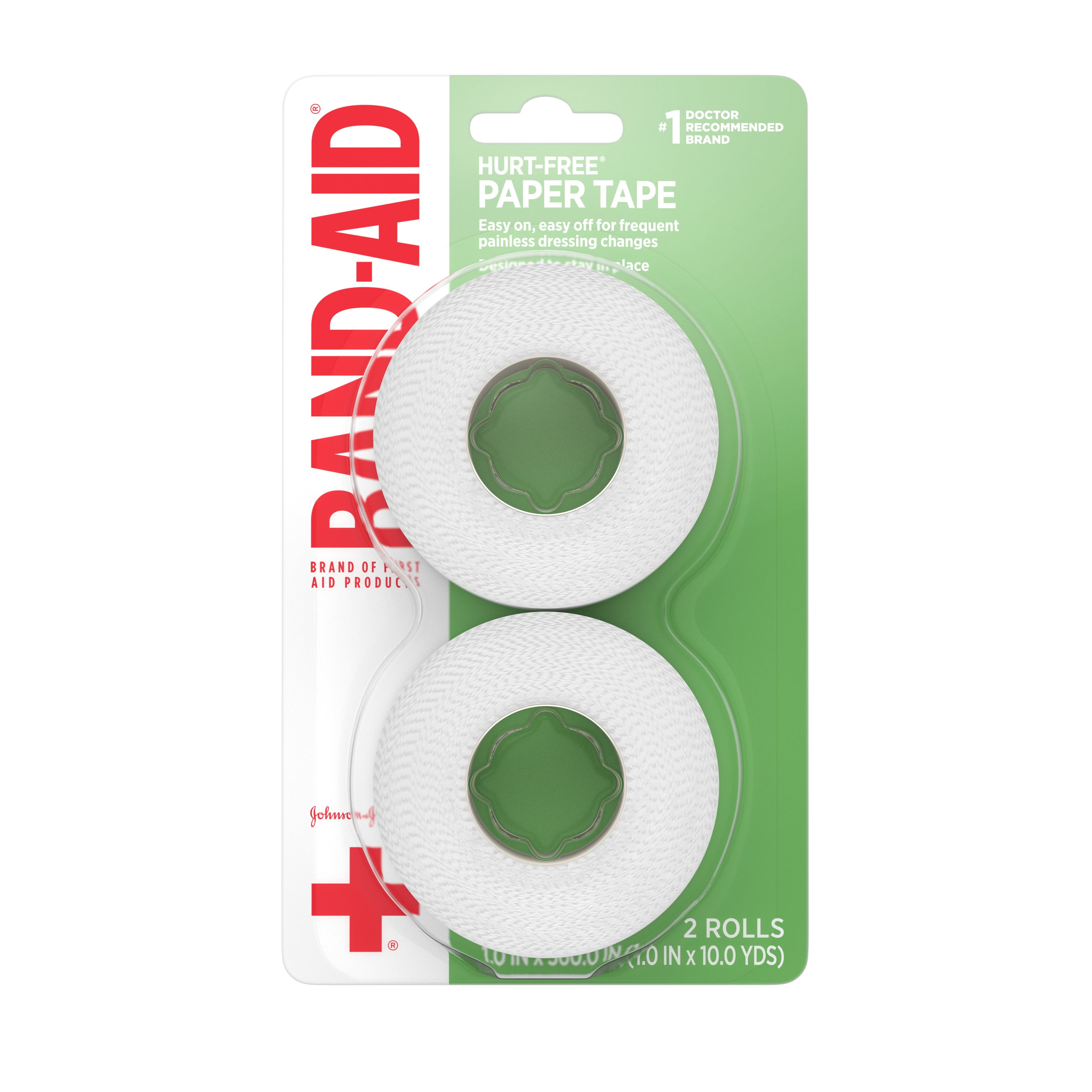 BandAid Brand First Aid Medical Paper Tape, 1 in by 10 yd, 2 ct (Pack
