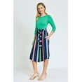 thumbnail image 5 of Vivid 3/4 Sleeve Multi Color Stripe Sash Midi Dress | S-3X, 5 of 13