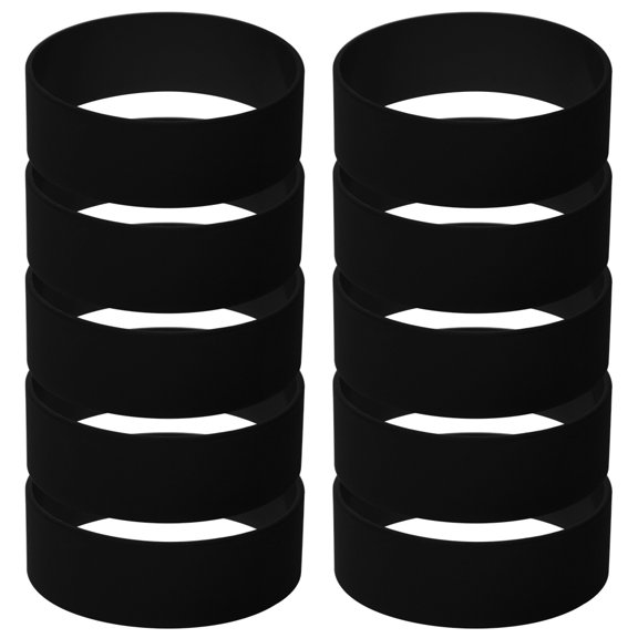 GOGO 10 Pcs Wide Silicone Wristbands, Rubber Bracelets, Party Favors - Black