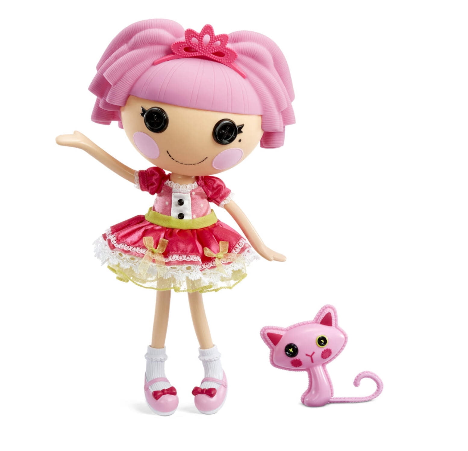 Lalaloopsy Doll - Jewel Sparkles with Pet Persian Cat, 13" princess doll with changeable pink outfit and shoes, in reusable house package playset, for Ages 3-103