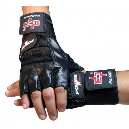 Perrini Leather Workout Weight Lifting Fingerless Gloves Wrist Band All