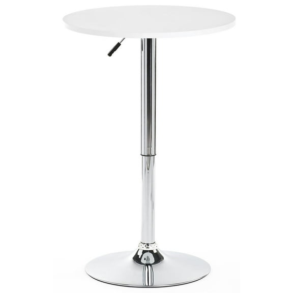 Displays2go 23.5-inch Height Adjustable Bar Table with White Tabletop (BRTBLWA1)