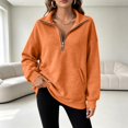 thumbnail image 5 of Women's Quarter Zip Sweatshirt Fall Casual Pullover Top with Kangaroo Pocket Relaxed Stand Collar Sweatshirts, S, 5 of 7