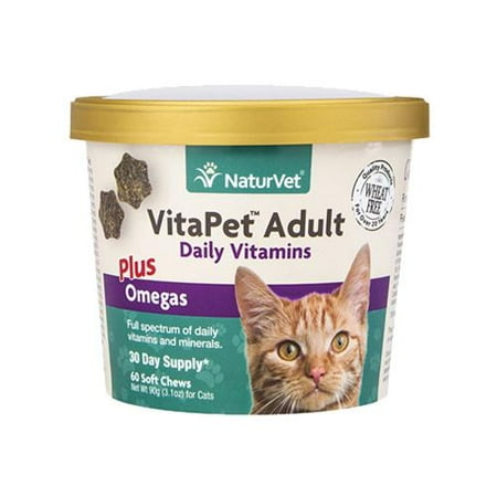 NaturVet VitaPet adulte Vitamines quotidiennes plus Omégas pour les chats (60 doux Mâche)