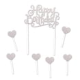 thumbnail image 2 of 8" Silver Happy Birthday Cake Topper - 12ct, 2 of 2