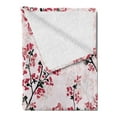 thumbnail image 2 of Floral Soft Flannel Fleece Blanket, Nature Inspired Blush Hazy Flowers on Tree Branches Romantic Season Art Design, Cozy Plush for Indoor and Outdoor Use, 60" x 80", Rose Ruby Black, by Ambesonne, 2 of 5