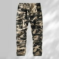 thumbnail image 2 of Men Cargo Pants Pockets Casual Camouflage Straight Leg Pants Multi Pockets Lightweight Utility Streetwear Trousers Khaki 34, 2 of 8
