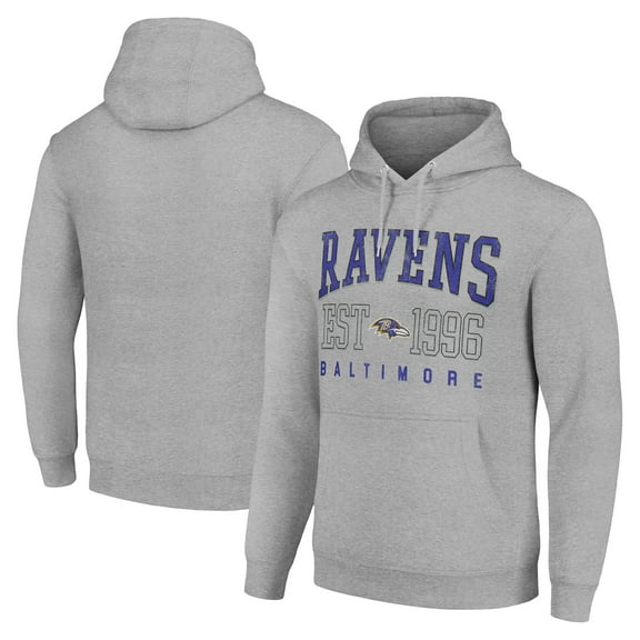 Unisex Starter Heather Gray Baltimore Ravens Throwback Logo Pullover Hoodie