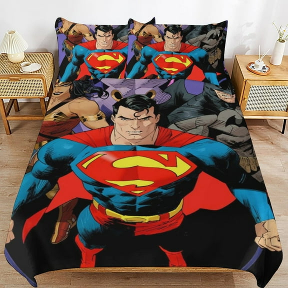 Duvet Cover Bedding Set Cartoon Print Soft Quilt Cover 3 Pieces, 1 Comforter Cover & 2 Pillowcases for Kids Teens Boys Girls Room Decor 86"x70"
