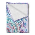 thumbnail image 2 of Mandala Soft Flannel Fleece Throw Blanket, Medallion Design Floral Patterns and Leaves Boho Hippie Style Prints, Cozy Plush for Indoor and Outdoor Use, 50" x 60", Turquoise Purple, by Ambesonne, 2 of 5