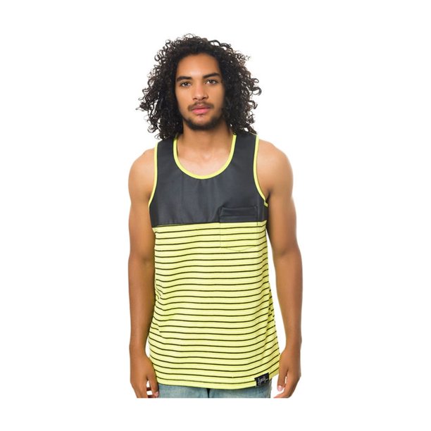 Fly Society The Pieced PU Tank Top para Hombre, Verde, XX-Large