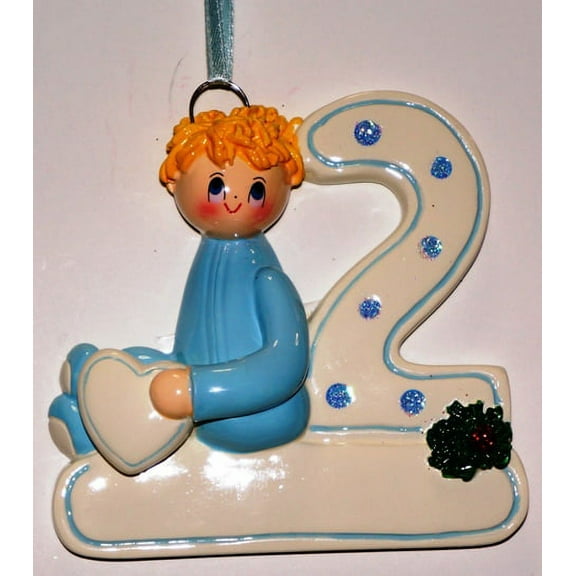 2nd Christmas Boy Blonde Personalized Christmas Ornament DO-IT-YOURSELF