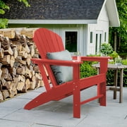 Adirondack Chairs,Patio Outdoor Chairs,Fire Pit Chairs,Plastic Resin Deck Chair Weather Resistant Lounge Chair （Red)