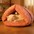 thumbnail image 4 of Tvtnvo Pet Bed Semi Enclosed Pet House Cozy Indoor Sleeping Nest Soft Dermatological Fabric Orthopedic High Resilience Support Removable Washable Cover Non Slip Bottom Pink 15.7x17.7 in, 4 of 6