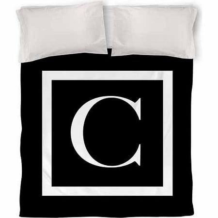 IDG Classic Block Monogram Duvet Cover, Black