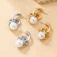 thumbnail image 3 of Hyasfey 1 Pair Women Earrings Multi-layer Irregular Shape Retro Faux Pearl Alloy Electroplated Anti-slip Lightweight Ear Decoration Jewelry Smooth Club Party Hanging Earrings, 3 of 8