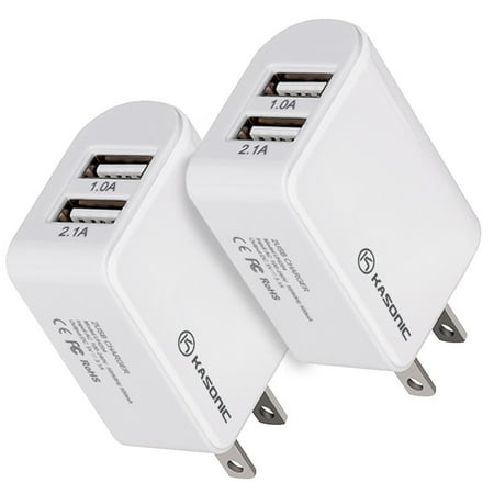 15w Power Adapter Kasonic USB Fast Charger 2 Port Station, Universal Travel 15W 3.1A Portable Dual Ports Hub Wall Home Charging Power Adapter (2Pack) ()