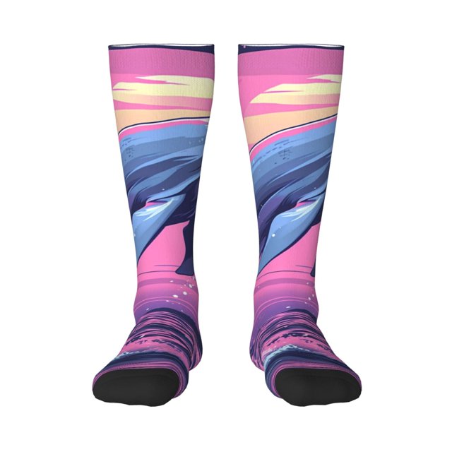 Balery Hawaiian Beach Dolphin Calcetines novedosos Calcetines deportivos Calcetines hasta la rodilla Calcetines de algodón Calcetines originales y geniales