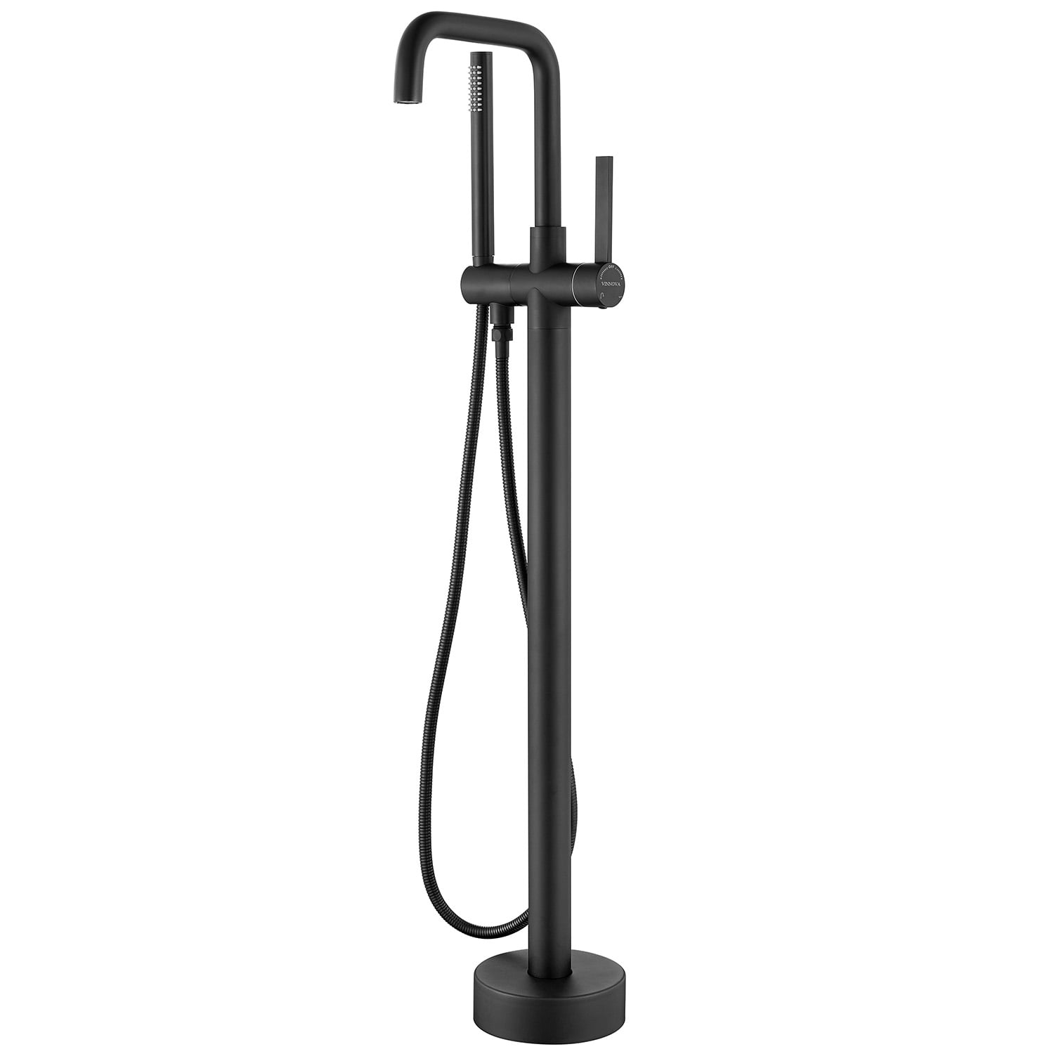 Vinnova Delara Freestanding Bathroom Tub Faucet with Hand Shower in Matte Black