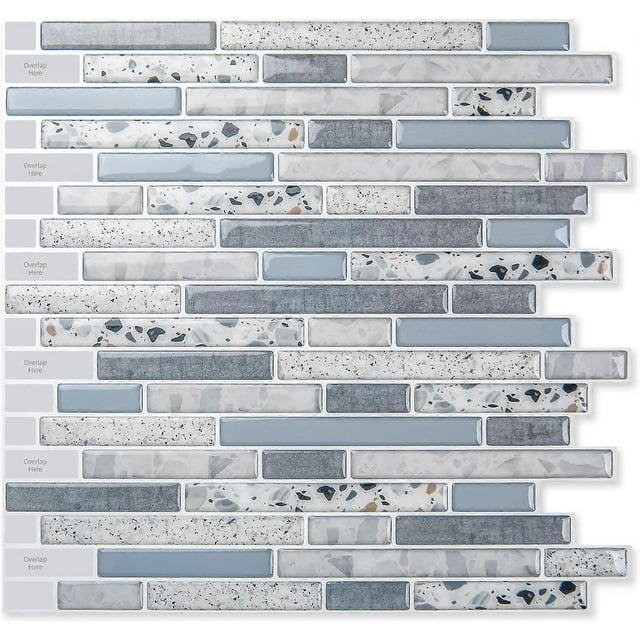 10 Sheets Adhesive Wall Tiles, Adhesive Backsplash for Kitchen, Self Adhesive Waterproof Tile, 30 x 30 cm