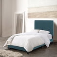 thumbnail image 1 of CorLiving Juniper Fabric Upholstered Adult Twin Platform Bed Frame with Padded Headboard and Slats, No Box Spring Required, Blue, 1 of 9