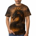 thumbnail image 3 of LAOLIUSN Men’s Dragon T Shirt 3D All Over Print Graphic Tee, Dark Fantasy Fire Dragon Face with Glowing Eyes, Short Sleeve Crewneck Streetwear Shirt S-4XL, 3 of 7