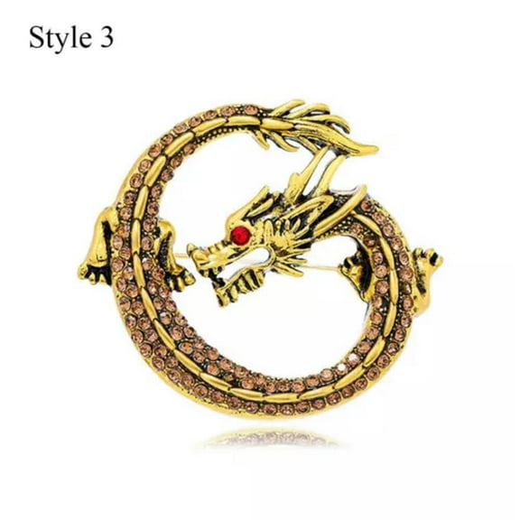GKNET Retro Crystal Enamel Dragon Brooch Pin Women Men Costume Delicate Jewelry Party Gift Hot/-style 3